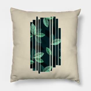 Green leafs falling Pillow