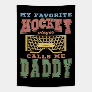 Favorite Hockey Player Daddy Vintage Funny Text Tapestry