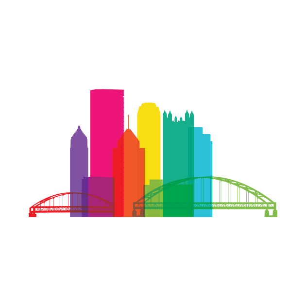 Pittsburgh Downtown Rainbow City Skyline by polliadesign