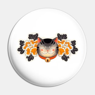 gato con flores Pin