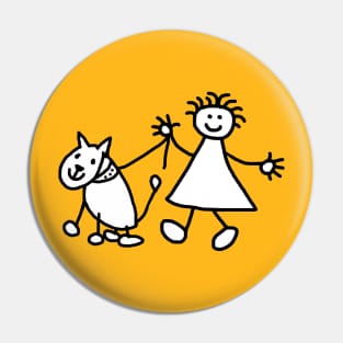 Girl Walking the Dog Pin