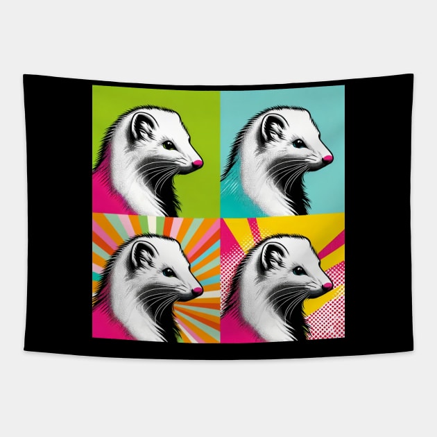 Pop Art Ermine - Sleek Winter Wildlife Tapestry by PawPopArt