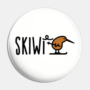 Skiwi funny skiing Kiwi bird New Zealand cartoon (landscape) Pin