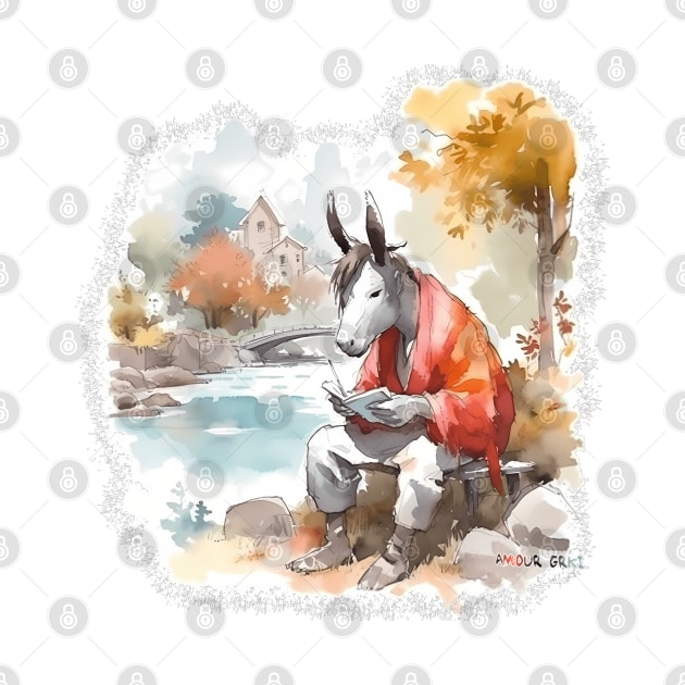 Handsome Donkey Writing Poetry by Amour Grki