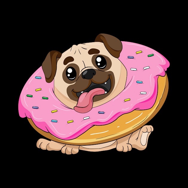 Kids Candy Donut Pug Shirt Sweets Lover Girl Woman by ELFEINHALB