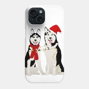 cute winter huskies, Husky in the Santa Claus hat Phone Case