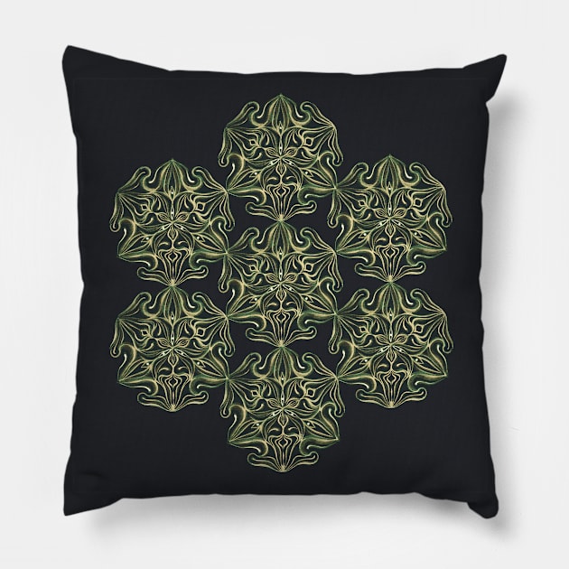 Psychedelic Trippy Forest Mandala Pattern Pillow by inamandalart