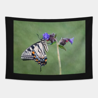 Tiger Swallowtail Butterfly on Lungwort flower Tapestry