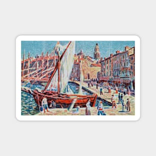 Saint-Tropez Waterfront With Sailboat, Maximilien Luce 1897 Magnet