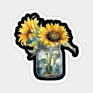 Sunflower Vintage Flora Positive Minimalist Retro Magnet