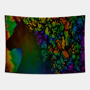 Dark Rainbow Unicorn Tapestry