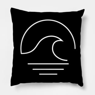 Minimal Wave and Sun White Pillow