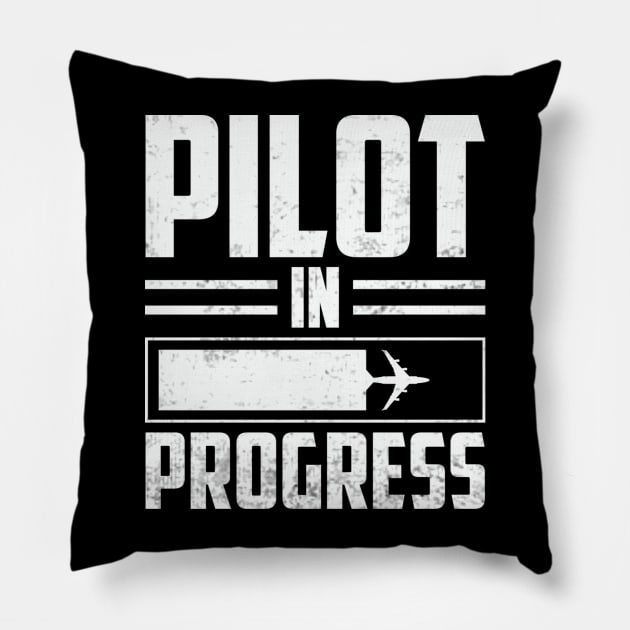 Pilot In Progress Future Pilot Funny Aviation Lover Pillow by Visual Vibes