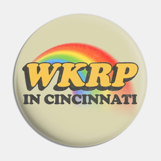 WKRP In Cincinnati Vintage-Style Faded Tribute Logo Design Pin by DankFutura