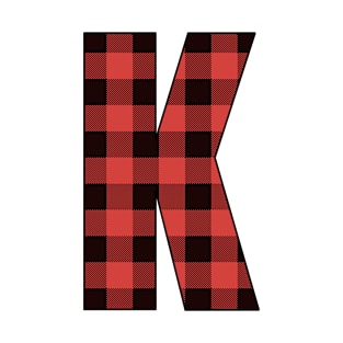 Letter K Monogram Red and Black Buffalo Plaid/Check T-Shirt