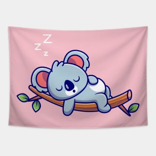 Cute Koala Sleeping On The Tree Tapestry