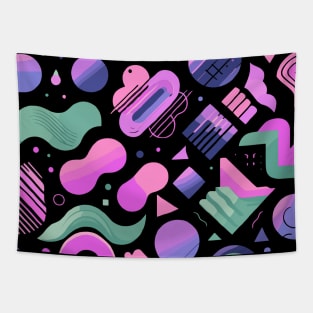 Pink Purple Pastel Green 80s Retro Geometric Pattern Tapestry