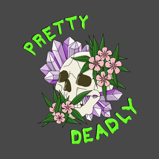 Pretty Deadly - Skull with Oleander and Amethyst by GenAumonier