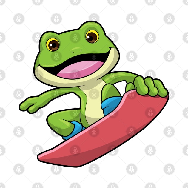 Frog as Snowboarder with Snowboard by Markus Schnabel