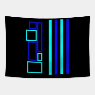 Blue Lines Blue Squares Tapestry