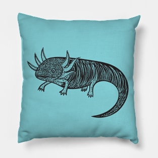 Axolotl - hand drawn detailed animal design Pillow