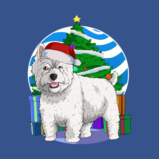 West Highland White Terrier Dog Cute Santa Christmas by Noseking