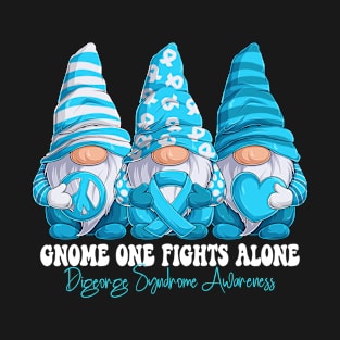 Funny Gnomies Digeorge Syndrome Awareness Month Light Blue Ribbon Gift Idea T-Shirt