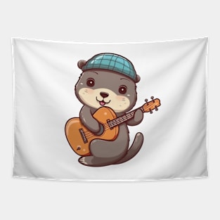 Cute Beaver Playing Acoustic Guitar Tapestry