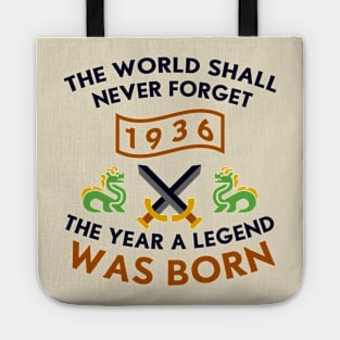 1936 The Year A Legend Was Born Dragons and Swords Design Tote