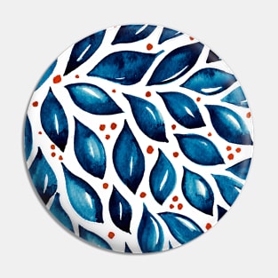 Abstract leaves and dots - indigo Pin