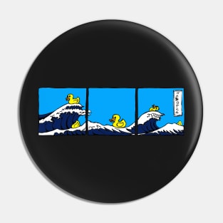 Rubber duckies in distress - based loosely on Hokusai I Pin