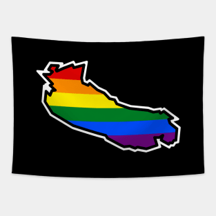 Gabriola Island Silhouette - Traditional Pride Flag Rainbow Colours - Gabriola Island Tapestry