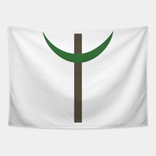 Combination of Crescent with Cross religious symbols in flat design icon Tapestry