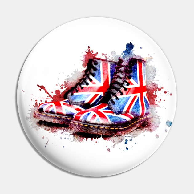 Union Jack flag Dr Martens Boots on White Pin by CACreative
