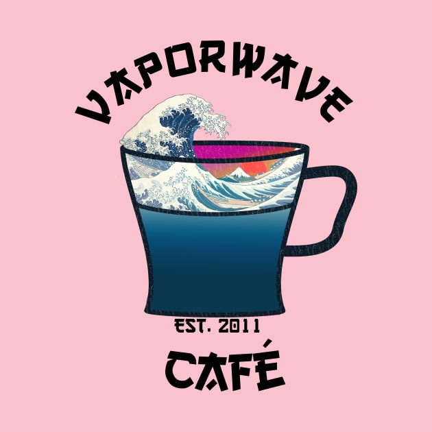 Vaporwave Aesthetic Great Wave Off Kanagawa Cafe Coffee Tea by mycko_design