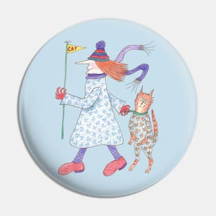 MadCatWoman, Flag and Cat, Blue Suit Pin