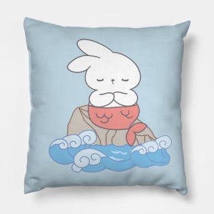 Cute Bunny relaxing in the beach Pillow