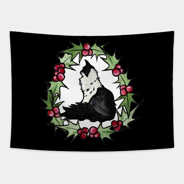 Christmas Kitty Cat Tapestry by bubbsnugg