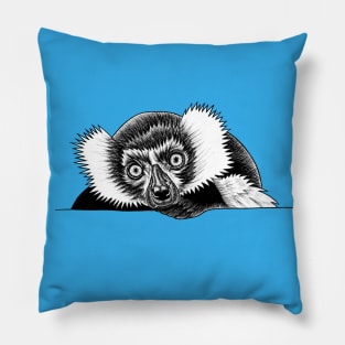 Ruffed lemur - ink illustration Pillow