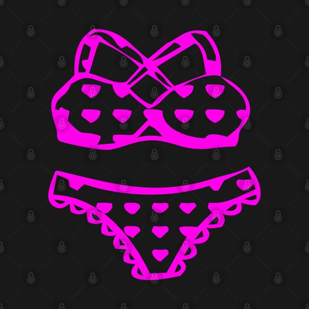 The cute kawaii Bikini swimsuit design in PINK - swimsuit design by iskybibblle