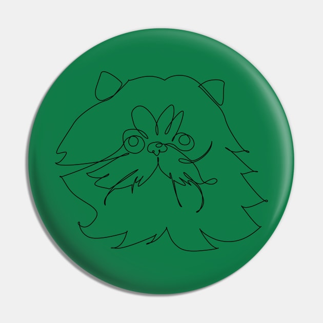 One Line Persian Cat Pin by huebucket