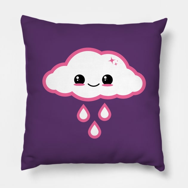 Pink Kawaii Cloud Pillow by Sasyall