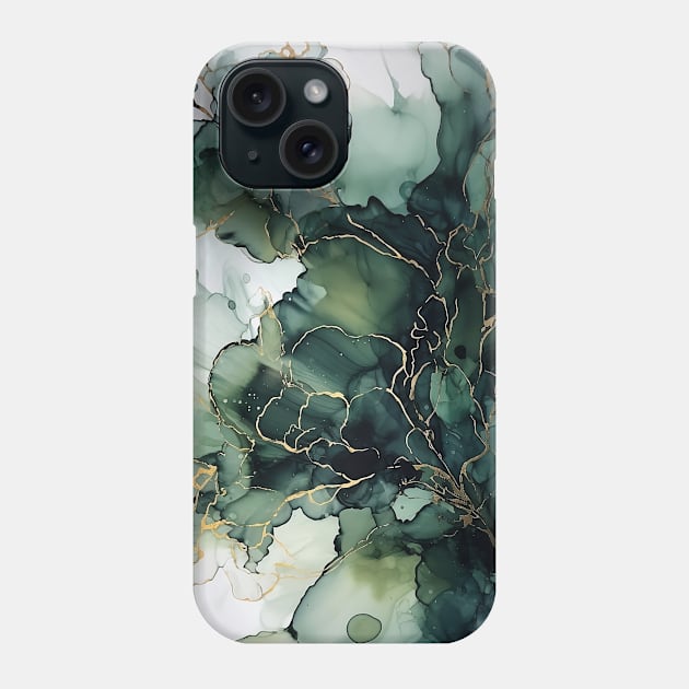 Olive Opulence - Abstract Alcohol Ink Art Phone Case by inkvestor