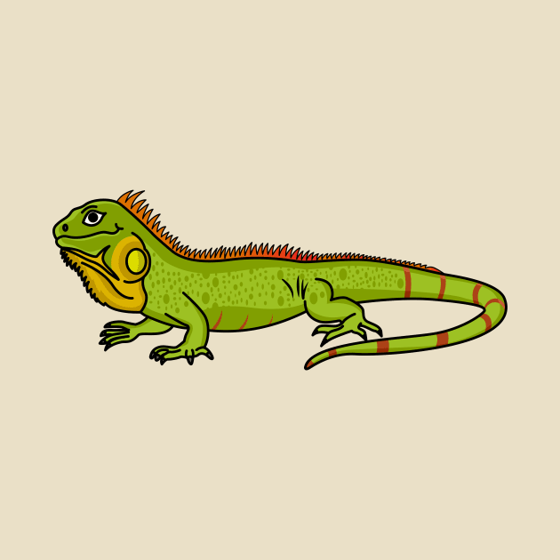 Happy green iguana cartoon illustration by Cartoons of fun