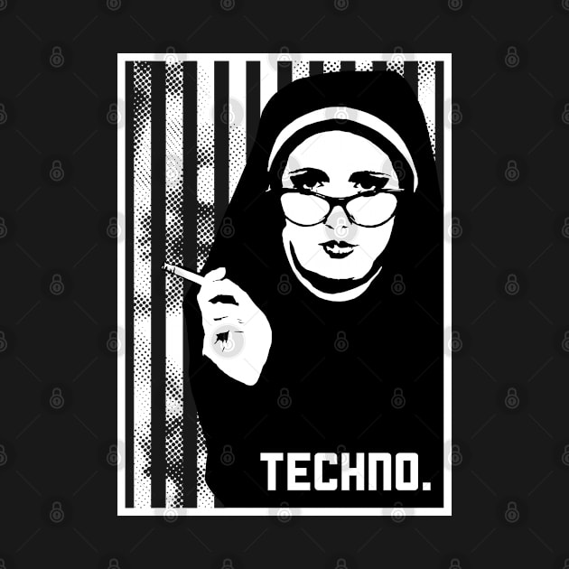 Techno Gabber Rave Elektro Breakbeat Tech-House Nun by Streetwear KKS