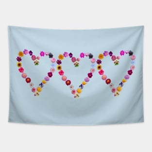 Three Floral Hearts made of Flowers Tapestry