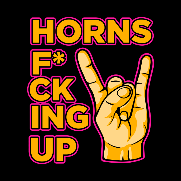 Horns f*cking up hand rock and roll vintage art by Drumsartco