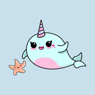 Cute Narwhal and Starfish T-Shirt