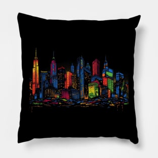 New York Retro Chic 1980s Fashion-Inspired Cityscape Pillow