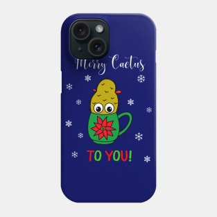 Merry Cactus To You - Small Christmas Cactus In Poinsettia Mug Phone Case